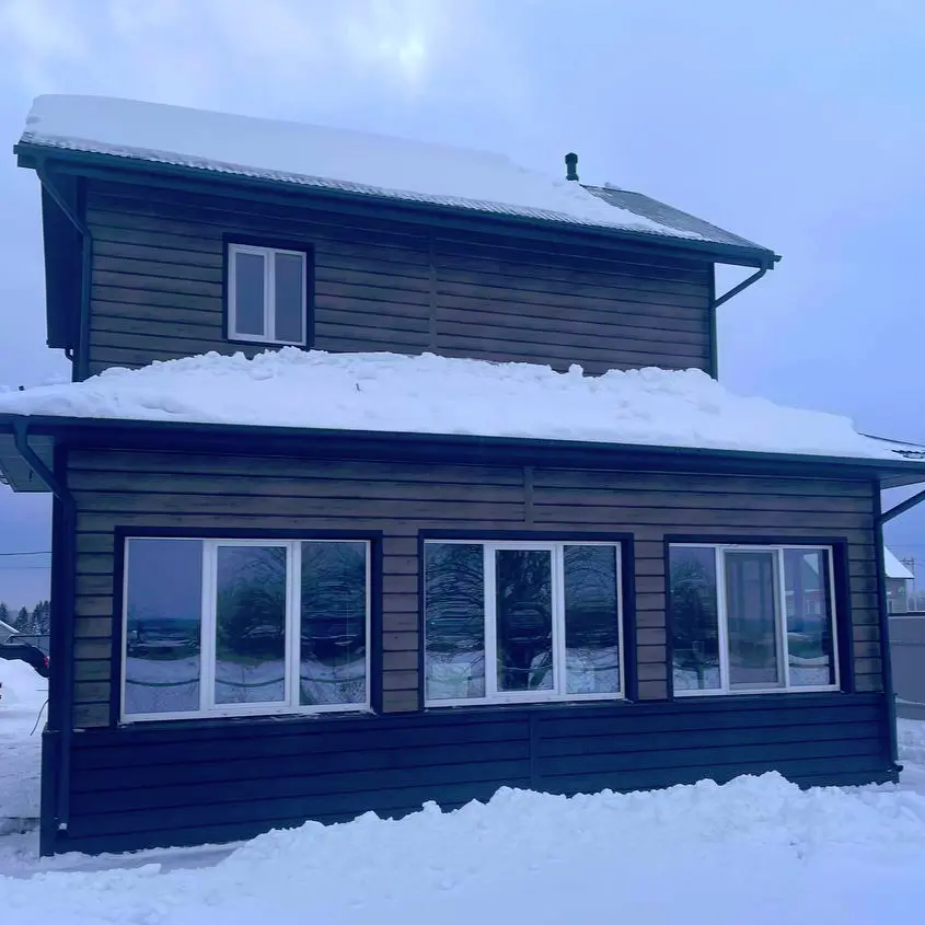 Фасад 6 металлосайдинг Евро-Брус Винтаж, цоколь Черное Дерево 3D