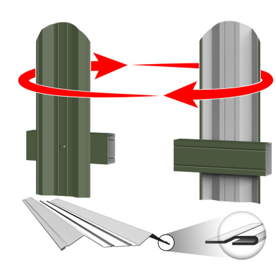 Штакетник металлический ЭКО М-образный 95мм RAL6002 Зеленый Лист фото крепления